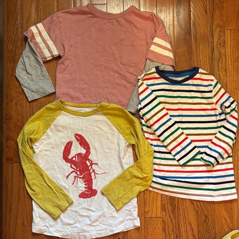 Mini Boden lot of 3 long sleeve shirts 5/6 stripes and lobster